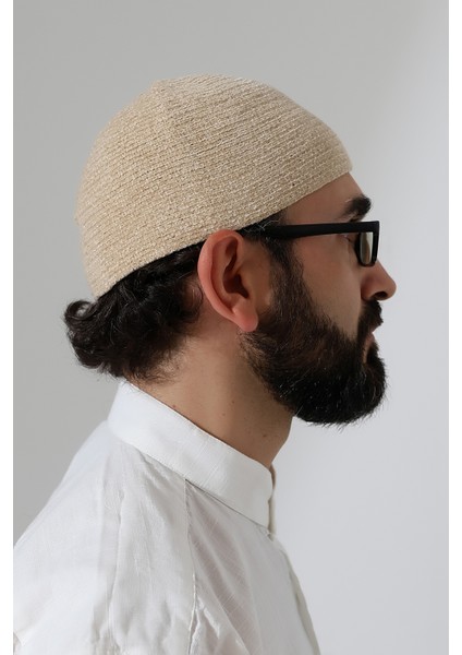 Kışlık Kadife Takke Düz Desen - Krem fırsatları