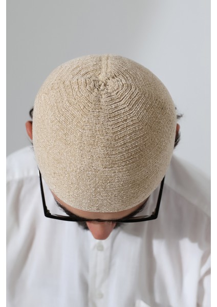 Kışlık Kadife Takke Düz Desen - Krem indirimleri