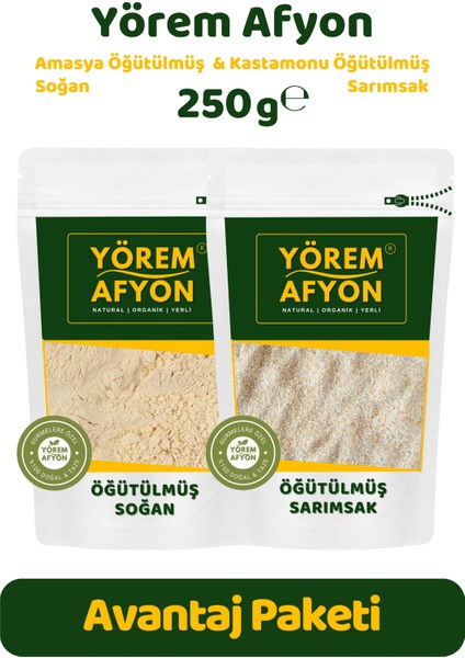Yörem Afyon Yörelerine Özgü Keskin Kokulu Taş Değirmende Öğütülmüş, Toz Soğan & Sarımsak Avantajlı Set | 250GR.
