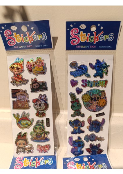 Labubu Stitch Kuromi My Melody Pırıltılı Sticker 4 Set fiyatları
