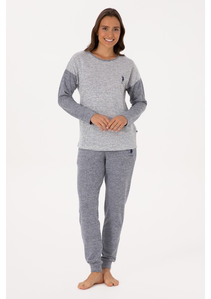 Kadın Gri Melanj Pijama Takım 50318875-VR086