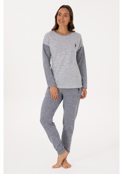 Kadın Gri Melanj Pijama Takım 50318875-VR086 fırsatları