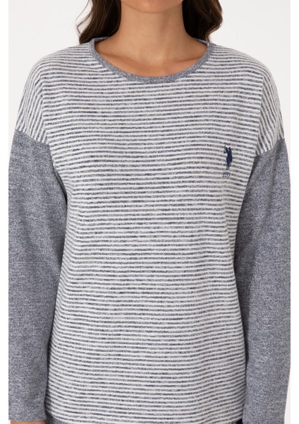 Kadın Gri Melanj Pijama Takım 50318875-VR086