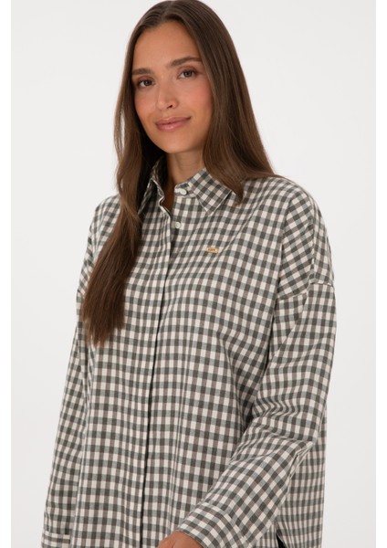 Kadın Koyu Yeşil Gömlek Desenli 50316679-VR079 fiyatları