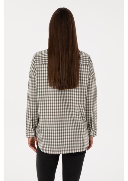 Kadın Koyu Yeşil Gömlek Desenli 50316679-VR079 indirimleri