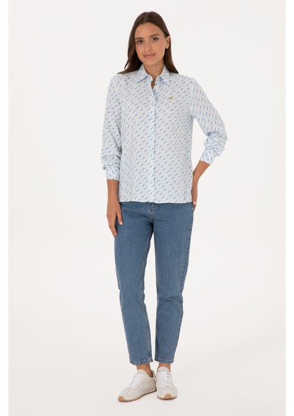 Kadın Açık Mavi Gömlek Desenli 50316370-VR003 fırsatları