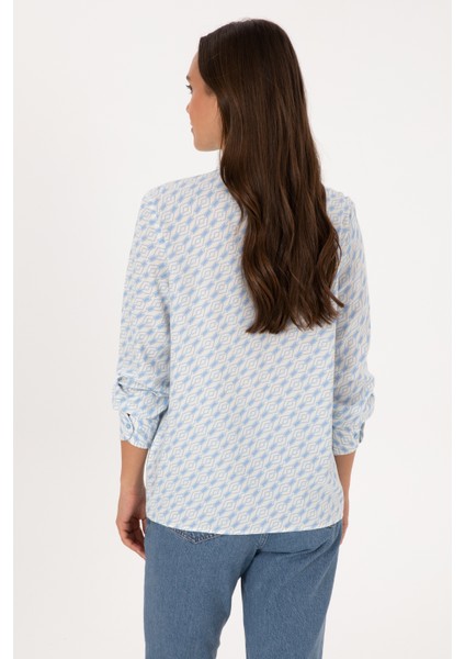 Kadın Açık Mavi Gömlek Desenli 50316370-VR003 indirimleri