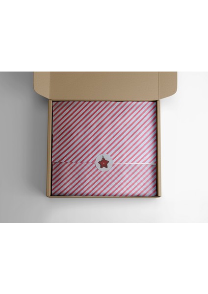 Kırmızı Verev Çizgili Pelur Kağıt, Hediye ve Çiçek Paketleme Kağıdı, 25 Adet, 35X50 cm