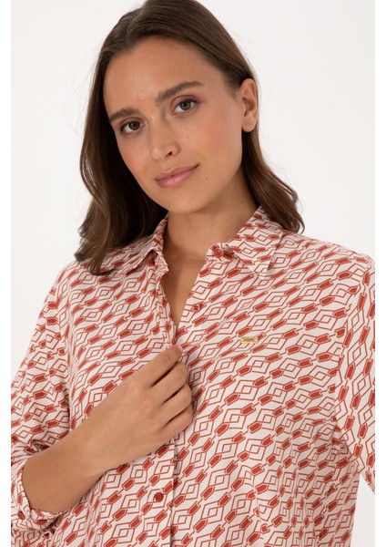 Kadın Gül Kurusu Gömlek Desenli 50316370-VR026 fiyatları