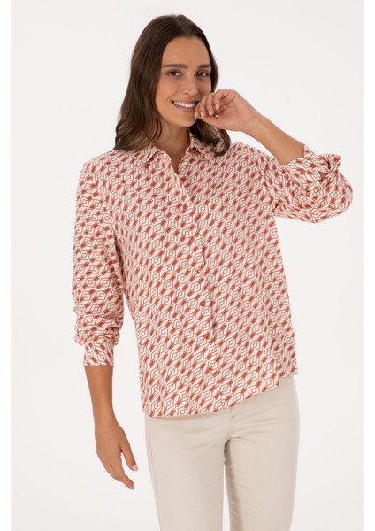 Kadın Gül Kurusu Gömlek Desenli 50316370-VR026 modelleri