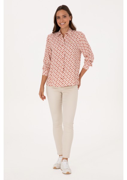 Kadın Gül Kurusu Gömlek Desenli 50316370-VR026 fırsatları