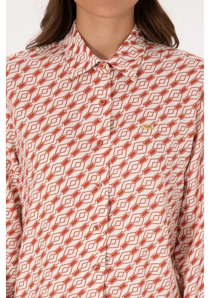 Kadın Gül Kurusu Gömlek Desenli 50316370-VR026