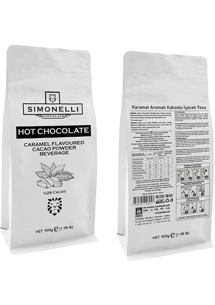 Sıcak Karamel Çikolata Aromalı 900G Paket