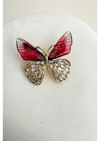 Taşlı Sedefli Kelebek Broş (En:4 cm) indirimleri