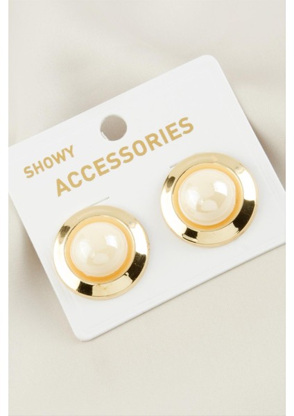 Ds-Derin Yuvarlak Yeni Sezon Inci Küpe-Gümüş Rengi