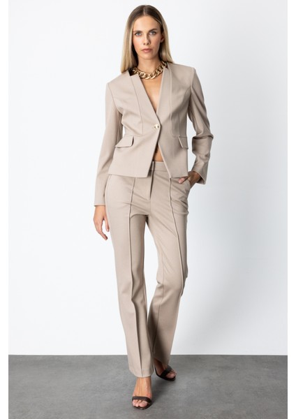 Kadın Düşük Bel Boru Paça Pantolon 5143 Vizon fiyatları