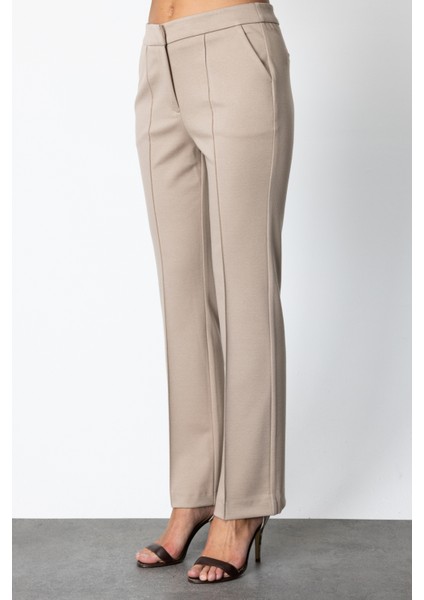 Kadın Düşük Bel Boru Paça Pantolon 5143 Vizon modelleri