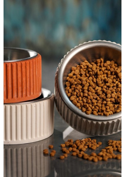 Beton Kedi ve Köpek Mama/su Kabı | Devrilmeye Dayanıklı, Paslanmaz Çelik Kaseli fiyatları