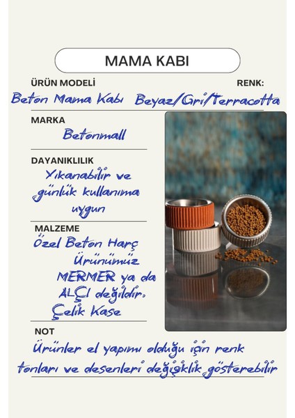 Beton Kedi ve Köpek Mama/su Kabı | Devrilmeye Dayanıklı, Paslanmaz Çelik Kaseli