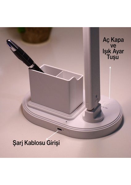 Şarjlı Masa Lambası Gece Lambası Dokunmatik 3 Renk Telefon Tutucu Kademeli Çalışma Okuma Işığı 10W fırsatları