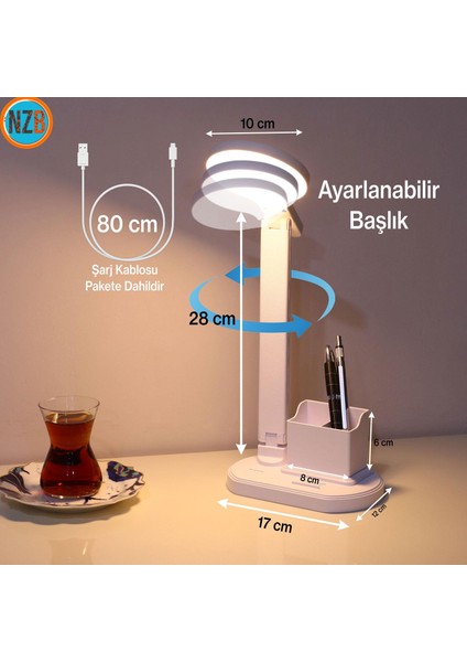 Şarjlı Masa Lambası Gece Lambası Dokunmatik 3 Renk Telefon Tutucu Kademeli Çalışma Okuma Işığı 10W indirimleri