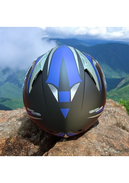 -158 Çene Açılır Gözlüklü E-Ce Belgeli Kask Mavi Grafik indirimleri