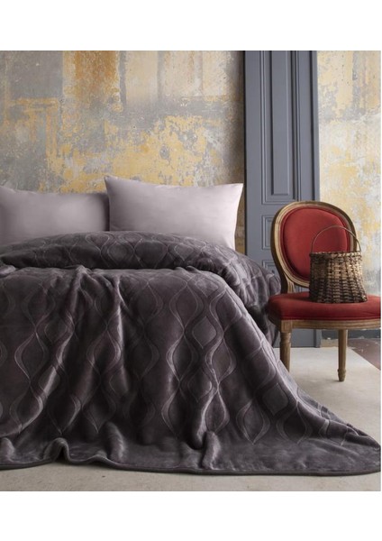 Ap Embos Çift Kişilik Antrasit Mercy Battaniye