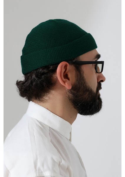 Yeşil Katlamalı Sade Desen Kışlık Orlon Takke Şapka fırsatları