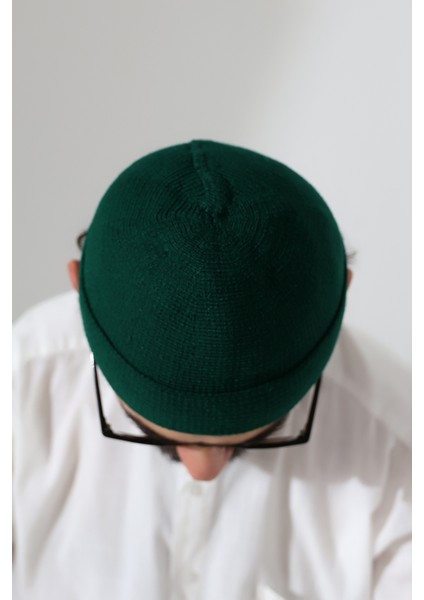 Yeşil Katlamalı Sade Desen Kışlık Orlon Takke Şapka indirimleri