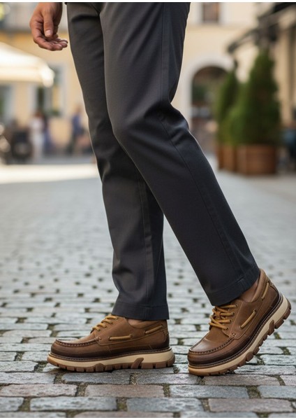 G25K550 Navigator Hakiki Nubuk Deri Kalın Taban Bilekli Erkek Camel Ayakkabı
