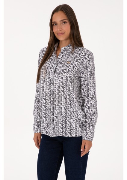 Kadın Beyaz Gömlek Desenli 50316415-VR013 modelleri