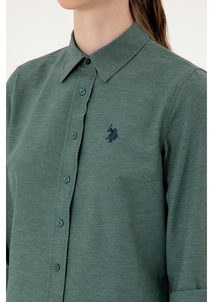 Kadın Koyu Yeşil Gömlek Basic 50316711-VR079