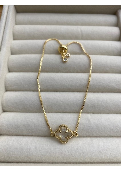 Çelik Zirkon Taşlı Gold Renk Çiçek Model Bileklik fiyatları