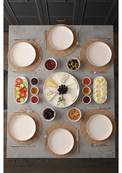 By Bambum Duru 19 Parça Porselen Kahvaltı Takımı Kahvaltı Seti Kahvaltılık- Sunum Seti