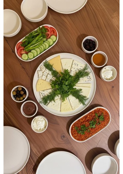 By Bambum Duru 19 Parça Porselen Kahvaltı Takımı Kahvaltı Seti Kahvaltılık- Sunum Seti modelleri