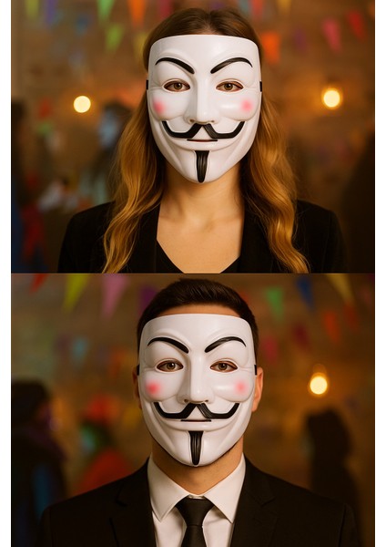 Cadılar Bayramı Vendetta Guy Fawkes V Maske Beyaz Plastik Parti Maskesi Kostüm Aksesuarı