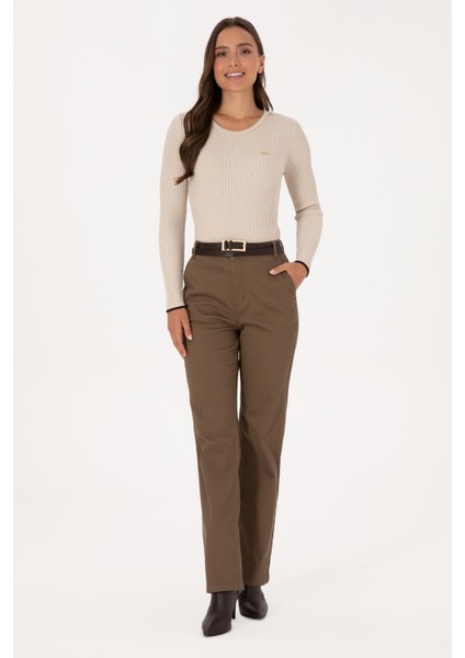 Kadın Haki Pantolon (Kanvas-Chino) 50316895-VR027