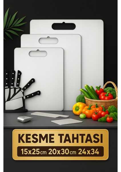 EryaHome Paslanmaz Çelik Antibakteriyel Kesme Tahtası | 3 Al 2 Öde Fırsatı!