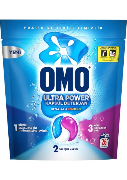 Ultra Power Kapsül Deterjan Beyazlar ve Renkliler 26 Yıkama X1 fiyatları