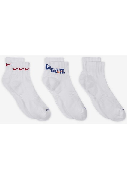 Dri Fit Everyday Plus Cushioned Training Ankle Socks (3 Pairs) Unisex Çeyrek Bilekli Çorap 3 Çift Beyaz fiyatları