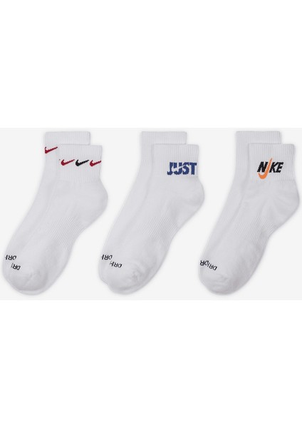 Dri Fit Everyday Plus Cushioned Training Ankle Socks (3 Pairs) Unisex Çeyrek Bilekli Çorap 3 Çift Beyaz modelleri