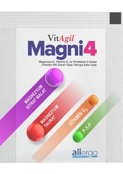 Vitagil Magni4 Magnezyum Vitamin D3 P5P 30 Saşe modelleri