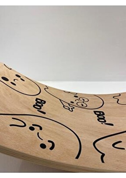 Desenli Denge Tahtası Doğal Ahşap Çocuklar İçin 90cm X 30cm