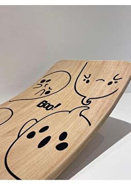 Desenli Denge Tahtası Doğal Ahşap Çocuklar İçin 90cm X 30cm