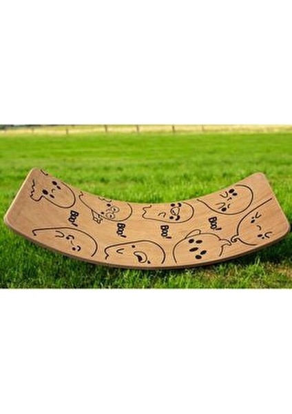 Desenli Denge Tahtası Doğal Ahşap Çocuklar İçin 90cm X 30cm