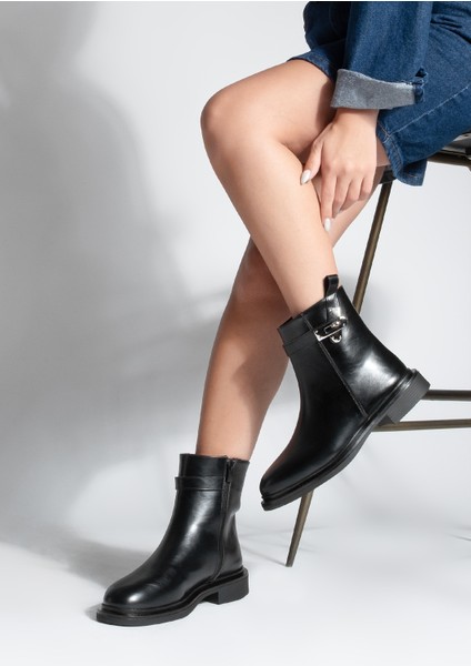 Kadın Fermuarlı Tokalı Günlük Bot Velis Siyah fiyatları