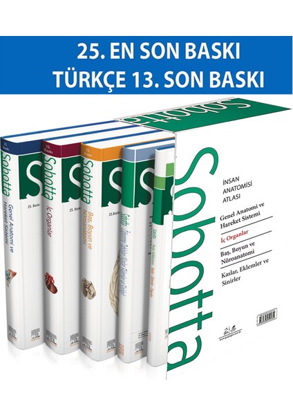 Sobotta İnsan Anatomisi Atlası Seti 4 Cilt (13. En Son Türkçe Baskı) - Prof. Dr. S. Tuna Karahan