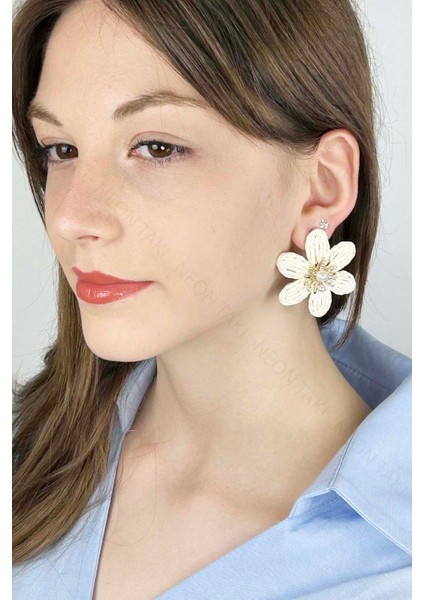 Çiçek Formunda Yazlık Hasır Küpe 635 indirimleri