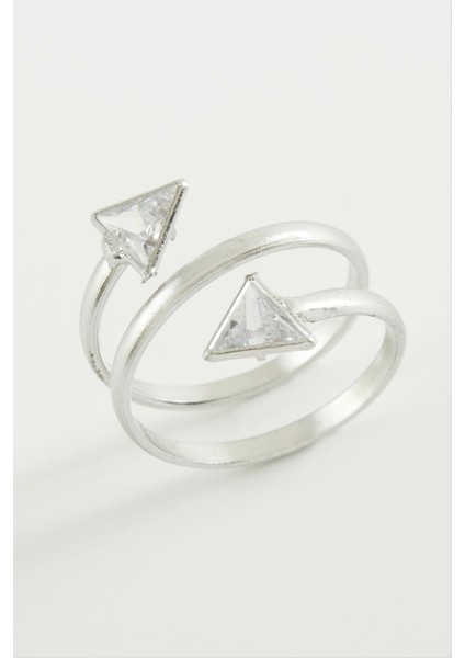 Ds-Derin Üçgen Zirkon Taşlı Yüzük-Gümüş Rengi fiyatları