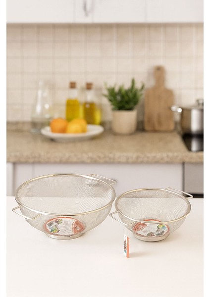 2 Adet Paslanmaz Çelik Süzgeç Set- 2 Boy (20 Cm, 26 Cm) Metal Ince Tel Süzgeç Seti